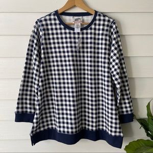 Lands End Serious Sweats sweatshirt navy plaid